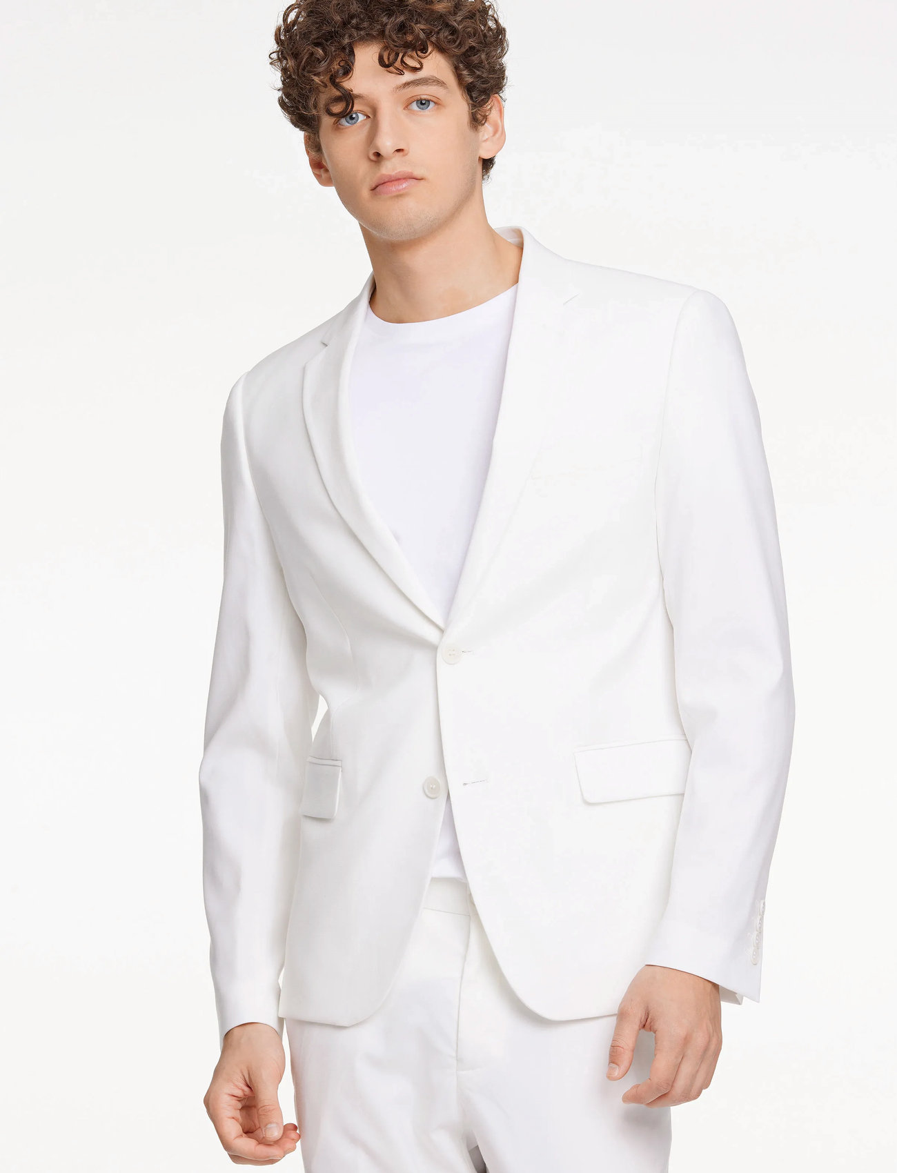 Lindbergh Plain Mens Suit - Normal Length, 52, White, Jakkesæt & Blazere > Jakkesæt, Herre
