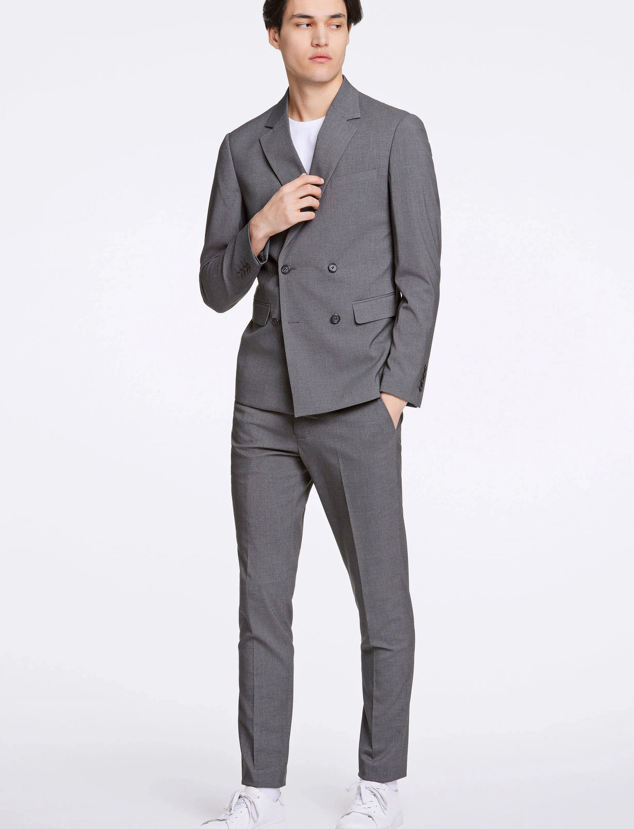 Lindbergh Plain Db Mens Suit - Normal Length, 44, Grey, Jakkesæt & Blazere > Jakkesæt, Herre