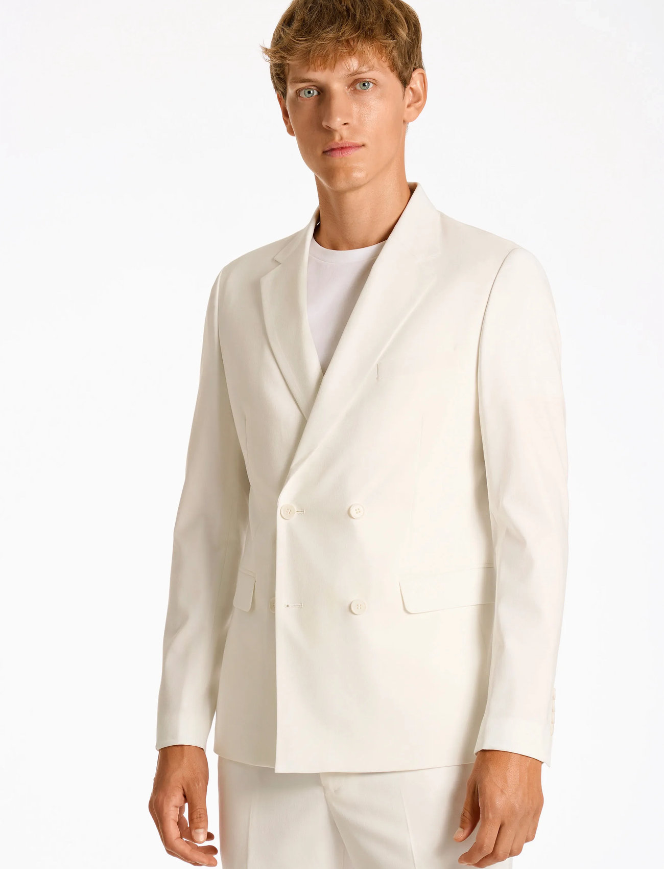 Lindbergh Plain Db Mens Suit - Normal Length, 56, White, Jakkesæt & Blazere > Jakkesæt, Herre