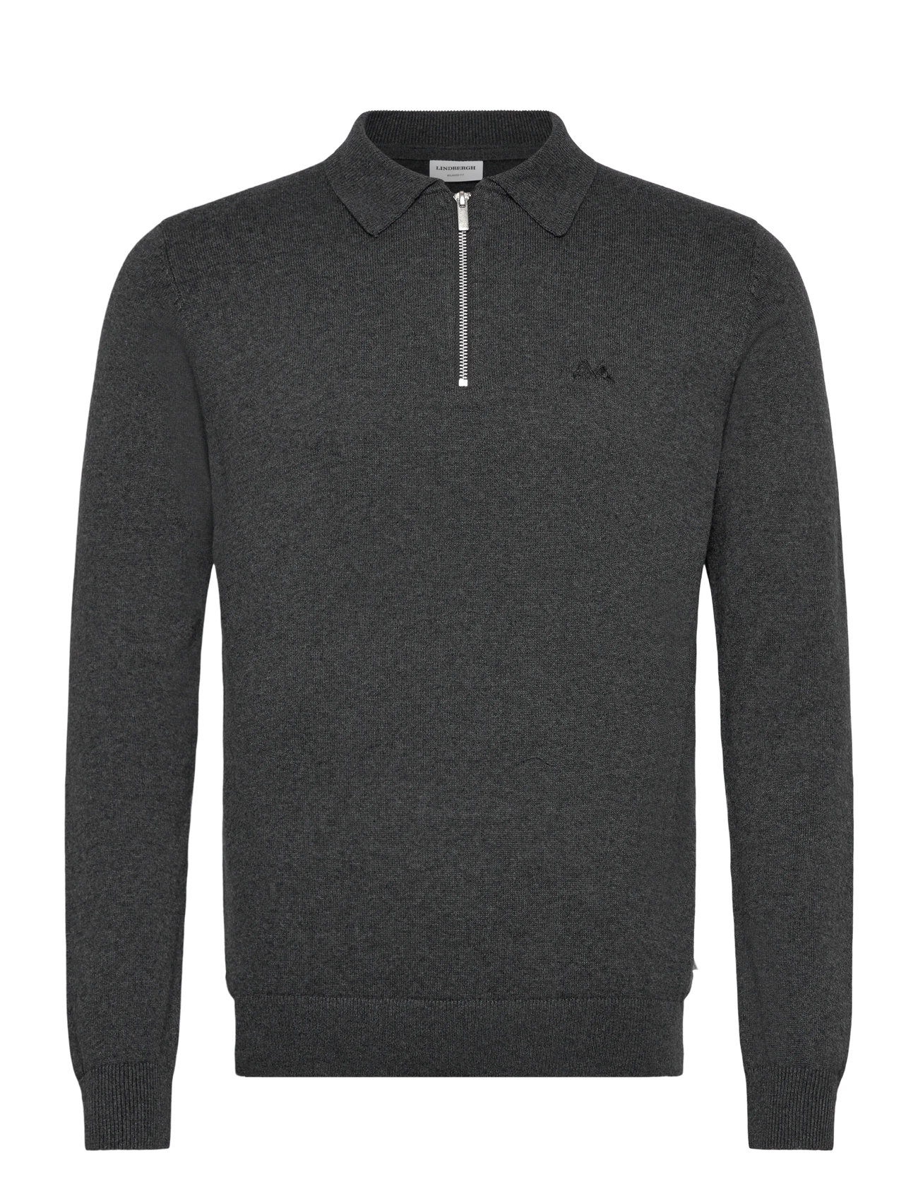 LINDBERGH 100% Recycle Knit Half Zip Polo Col Grau - L - Herren