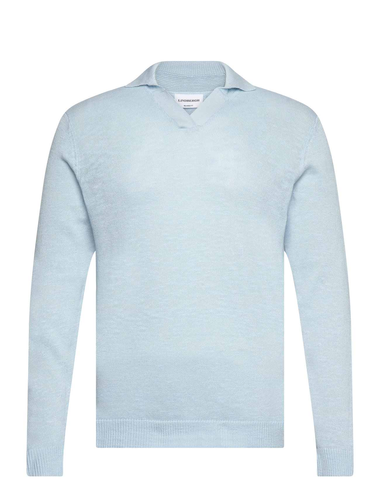 Lindbergh Casual L/S V-Neck Polo Knit Blå