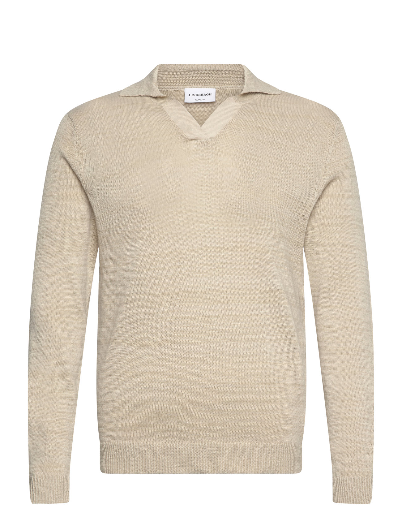 Lindbergh Casual L/S V-Neck Polo Knit Beige