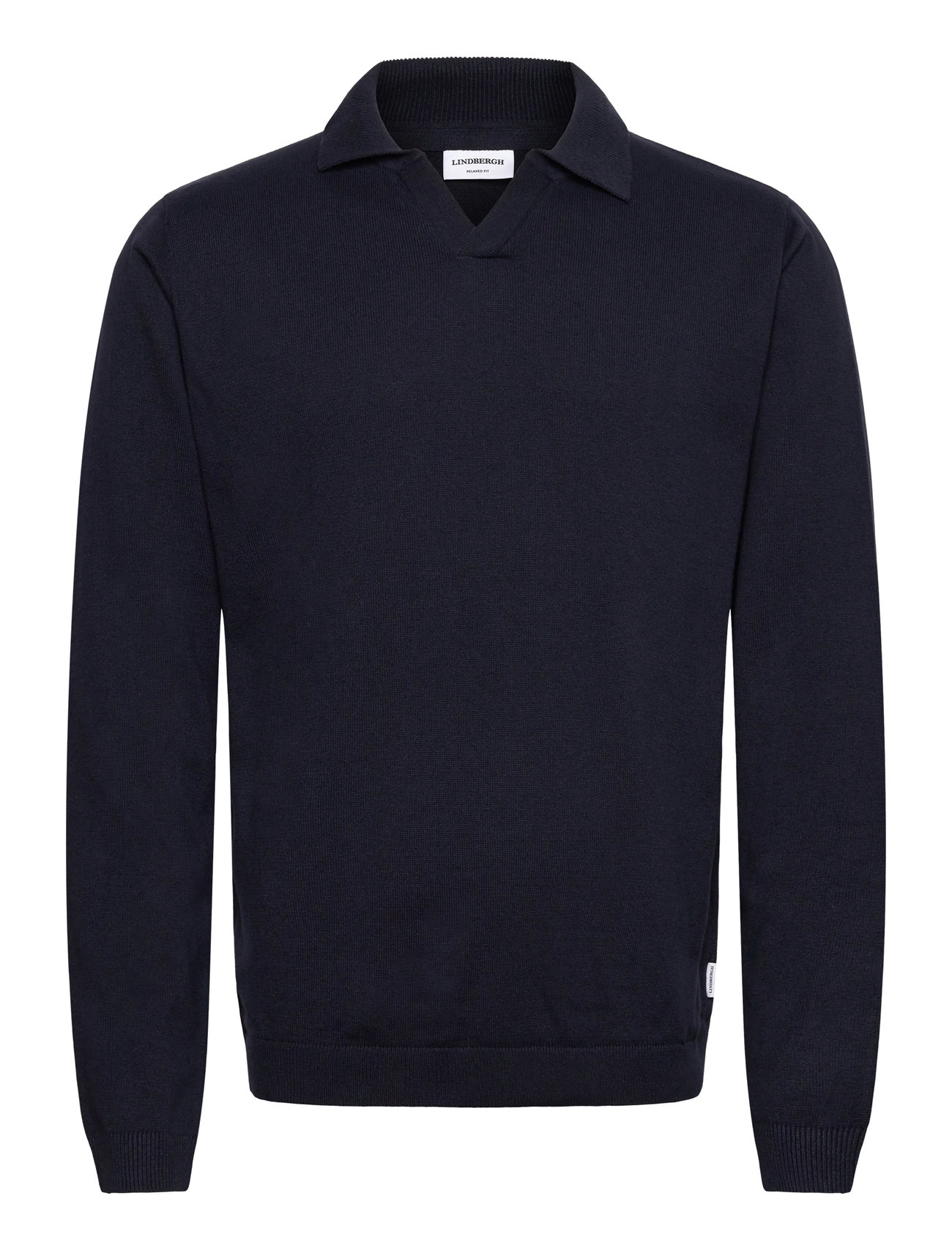 LINDBERGH Splitneck Recycled Yarn Knit Navy - L - Herren