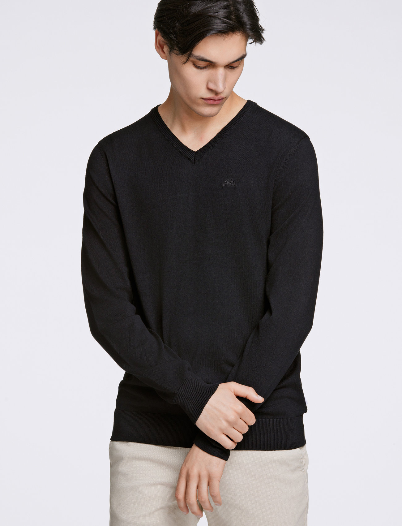 Lindbergh Eco Vero V-Neck Jumper, S, Black, Strik > V-Halse, Herre