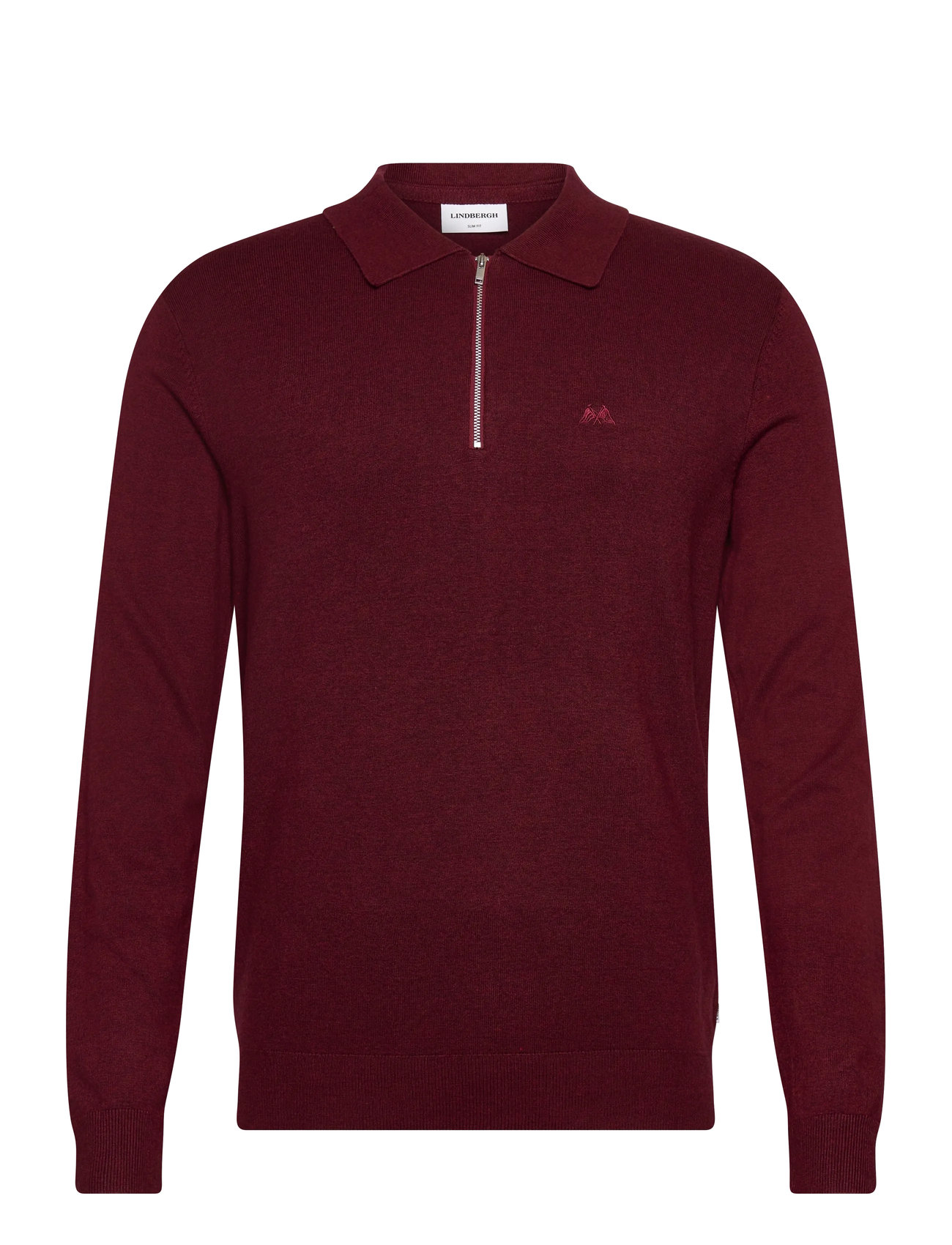 LINDBERGH Ecovero L/S Zip Polo Burgundy - M - Herren