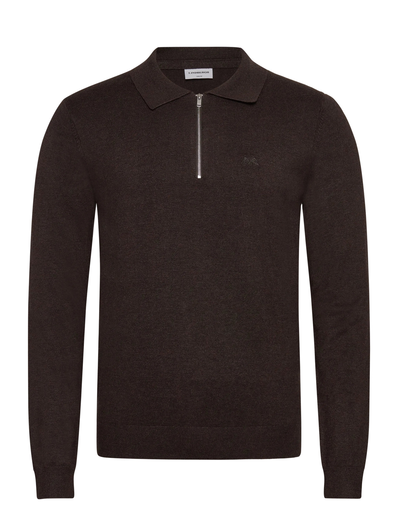 LINDBERGH Ecovero L/S Zip Polo Braun - XXL - Herren