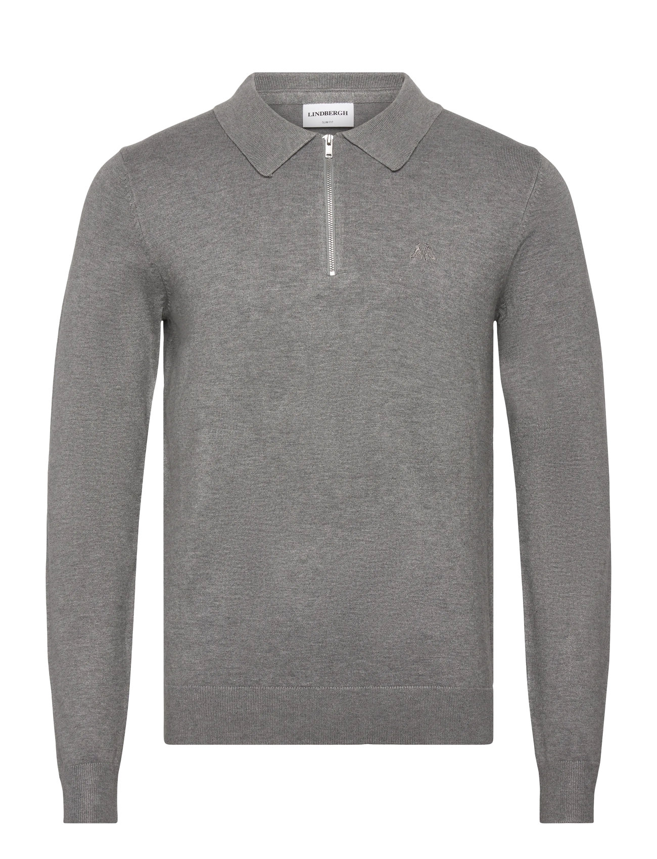 LINDBERGH Ecovero L/S Zip Polo Grau - M - Herren