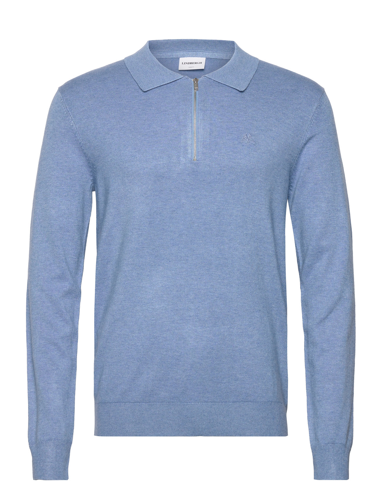 LINDBERGH Ecovero L/S Zip Polo Blau - XXL - Herren