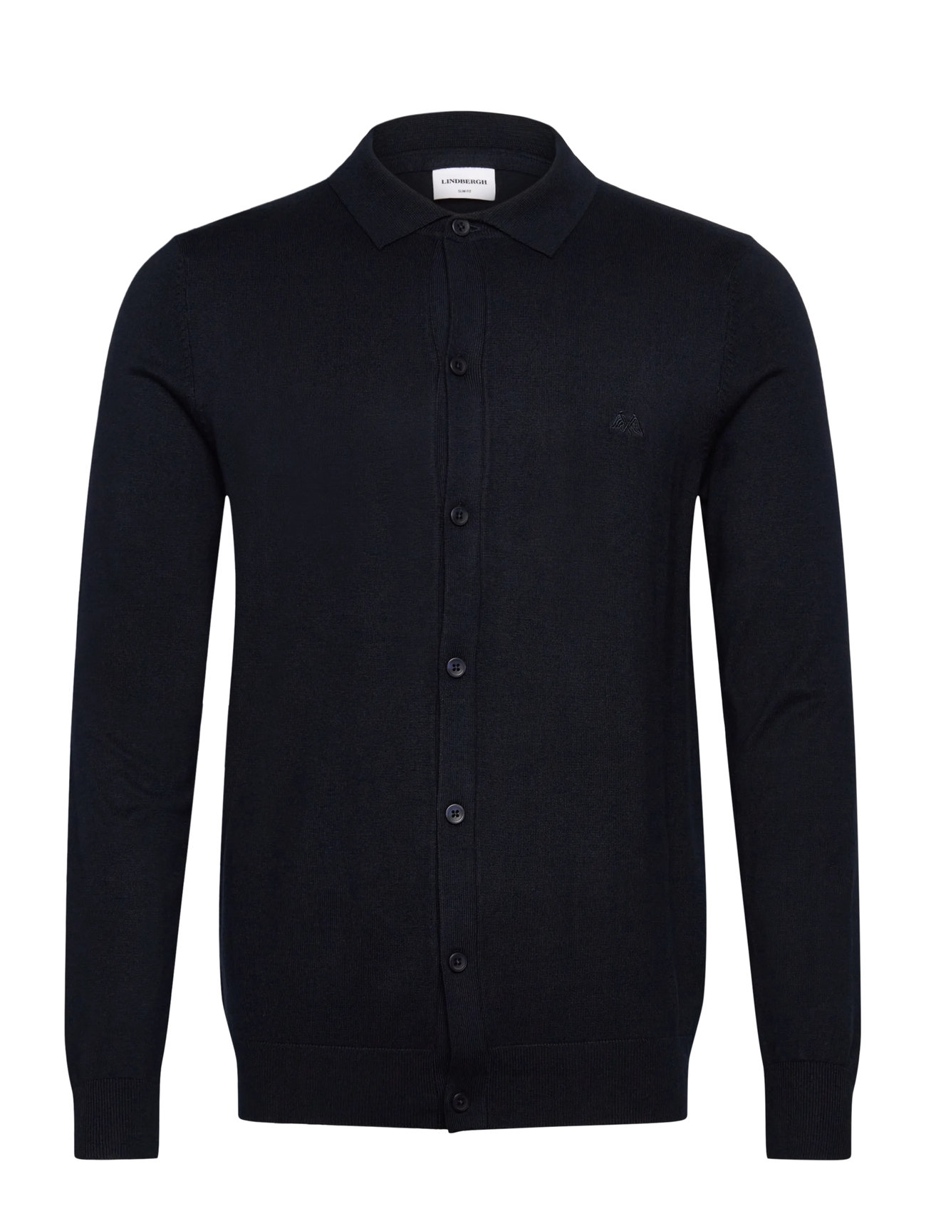 Lindbergh Ecovero L/S Cardigan W?. Polo Colla, L, Navy, Strik > Cardigans, Herre