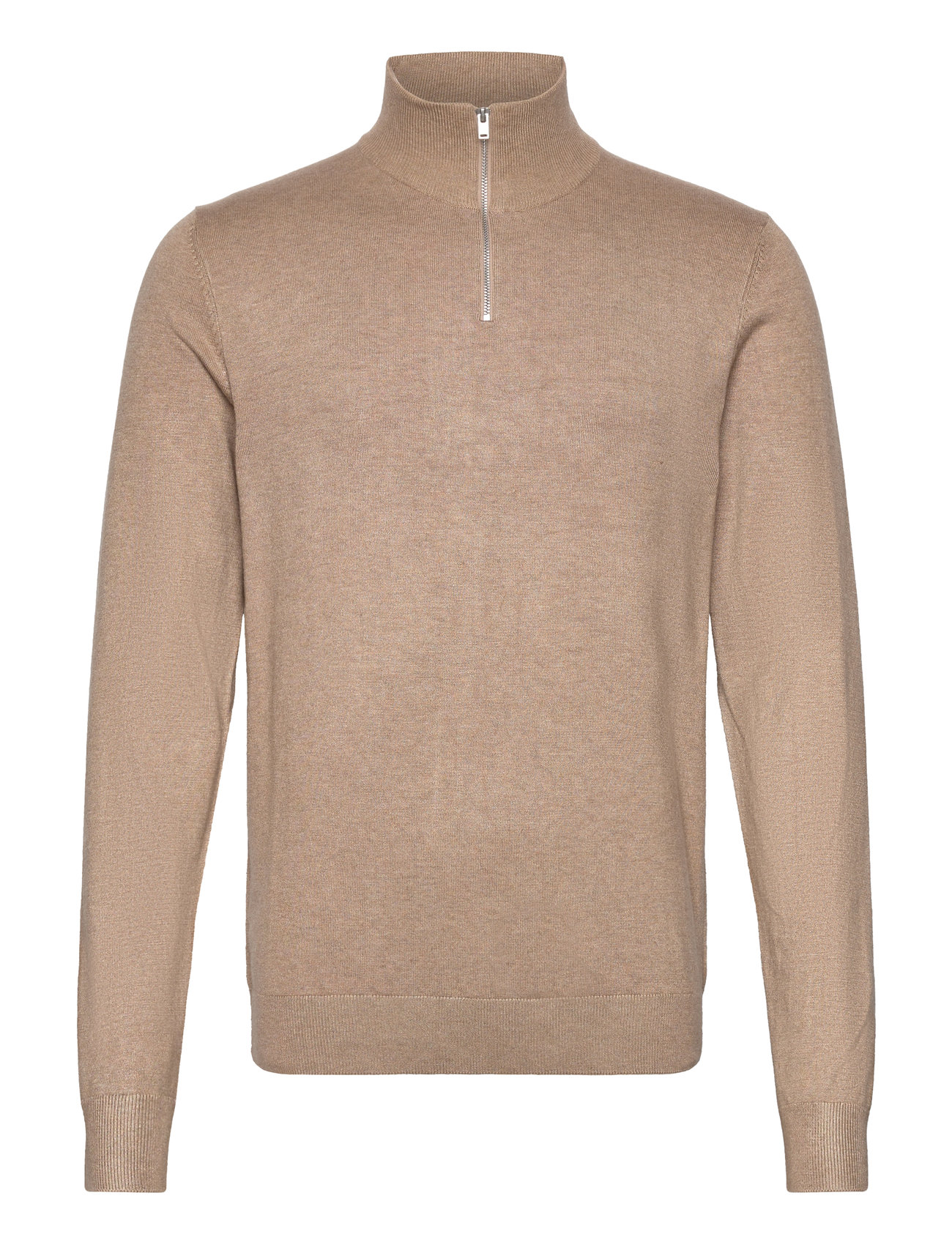 Half Zip Mélange Knit Tops Knitwear Half Zip Jumpers Beige Lindbergh