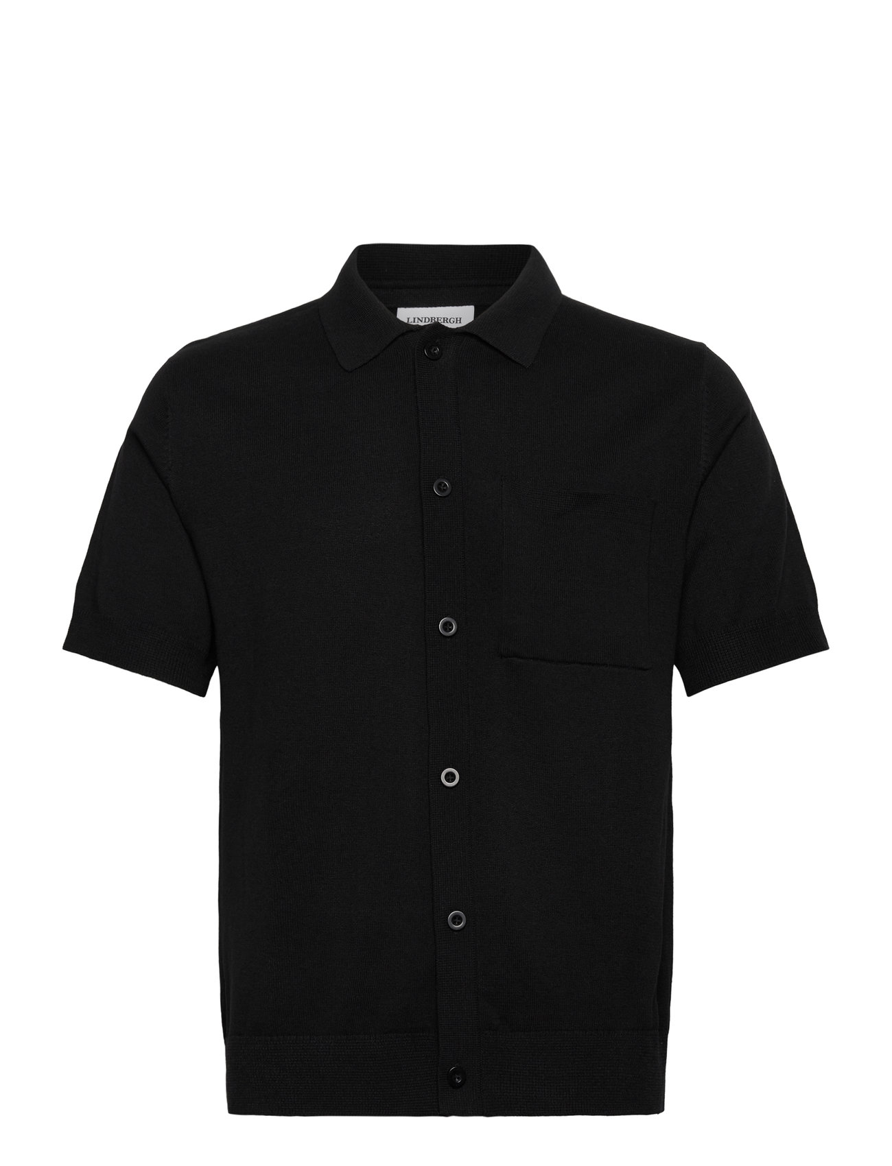 LINDBERGH Strick S/S Polo Cardigan Schwarz - L - Herren