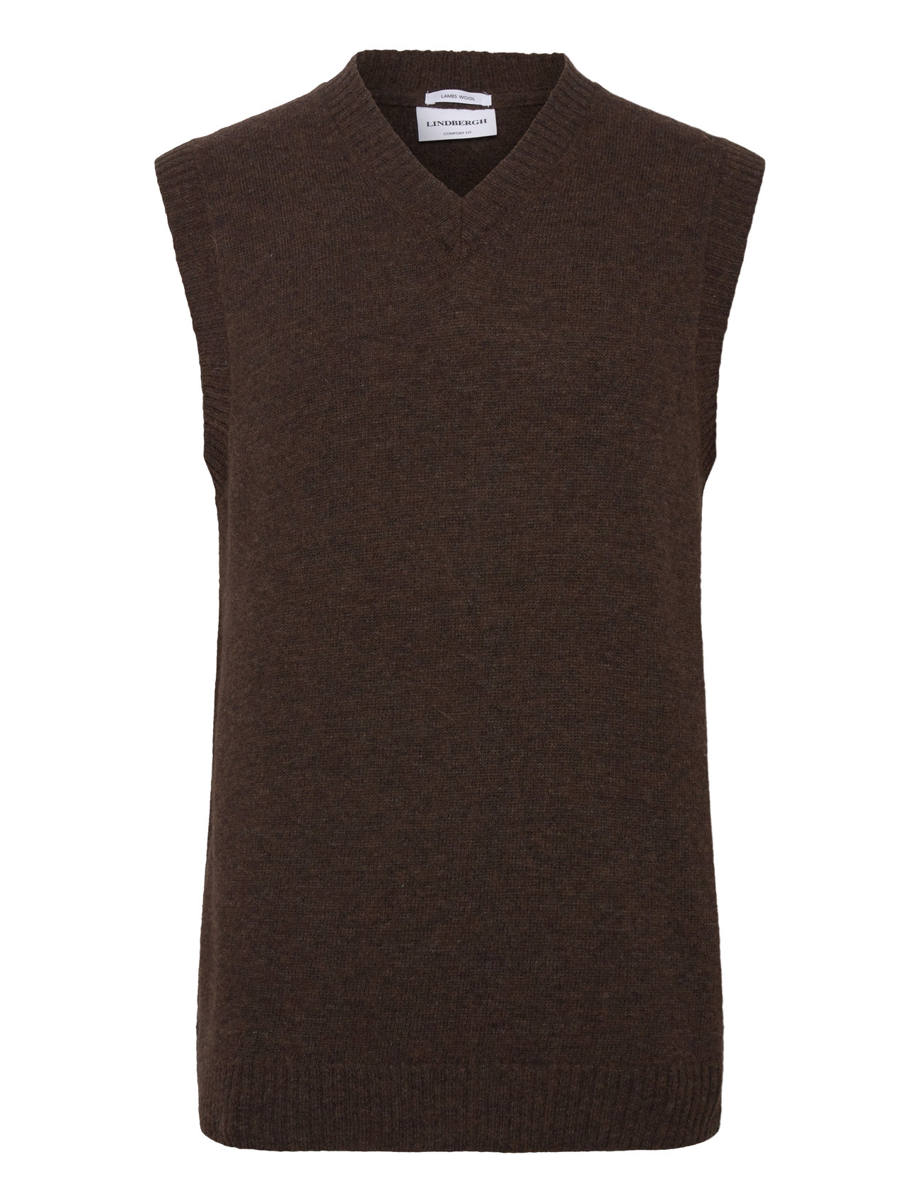 Lambswool V-Neck Slipover Brown Lindbergh