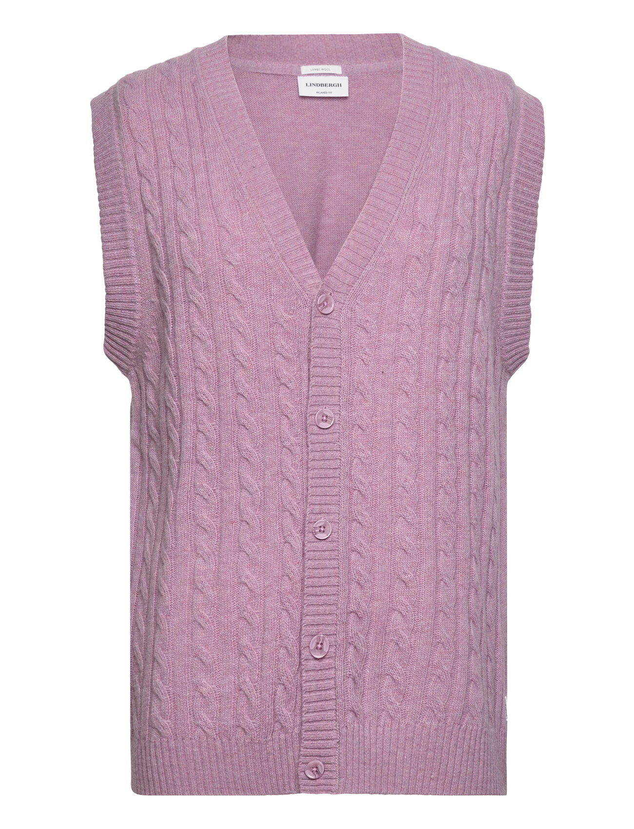 LINDBERGH Lammwolle Button Slipover Pink - L - Herren