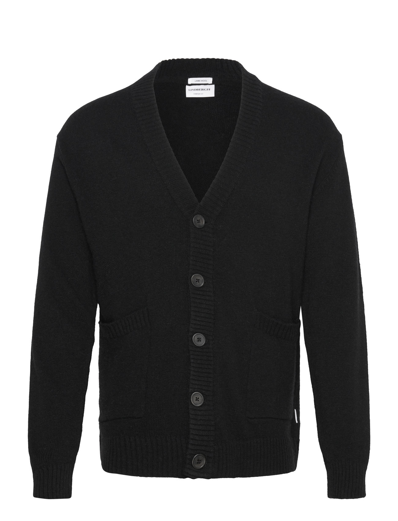 Lindbergh Lambswool Button Cardigan Svart