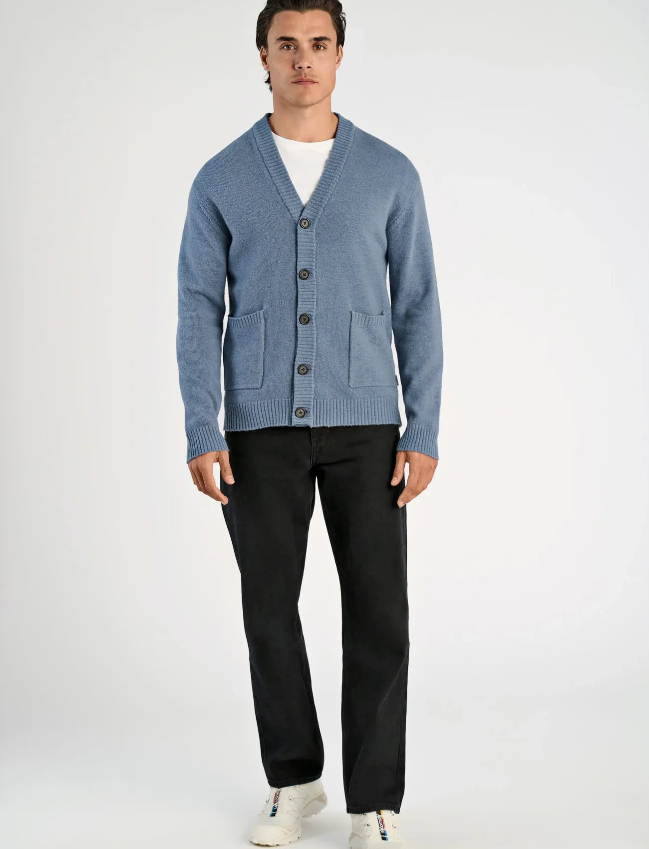 Lindbergh Lambswool Button Cardigan, XXL, Blue, Strik > Cardigans, Herre