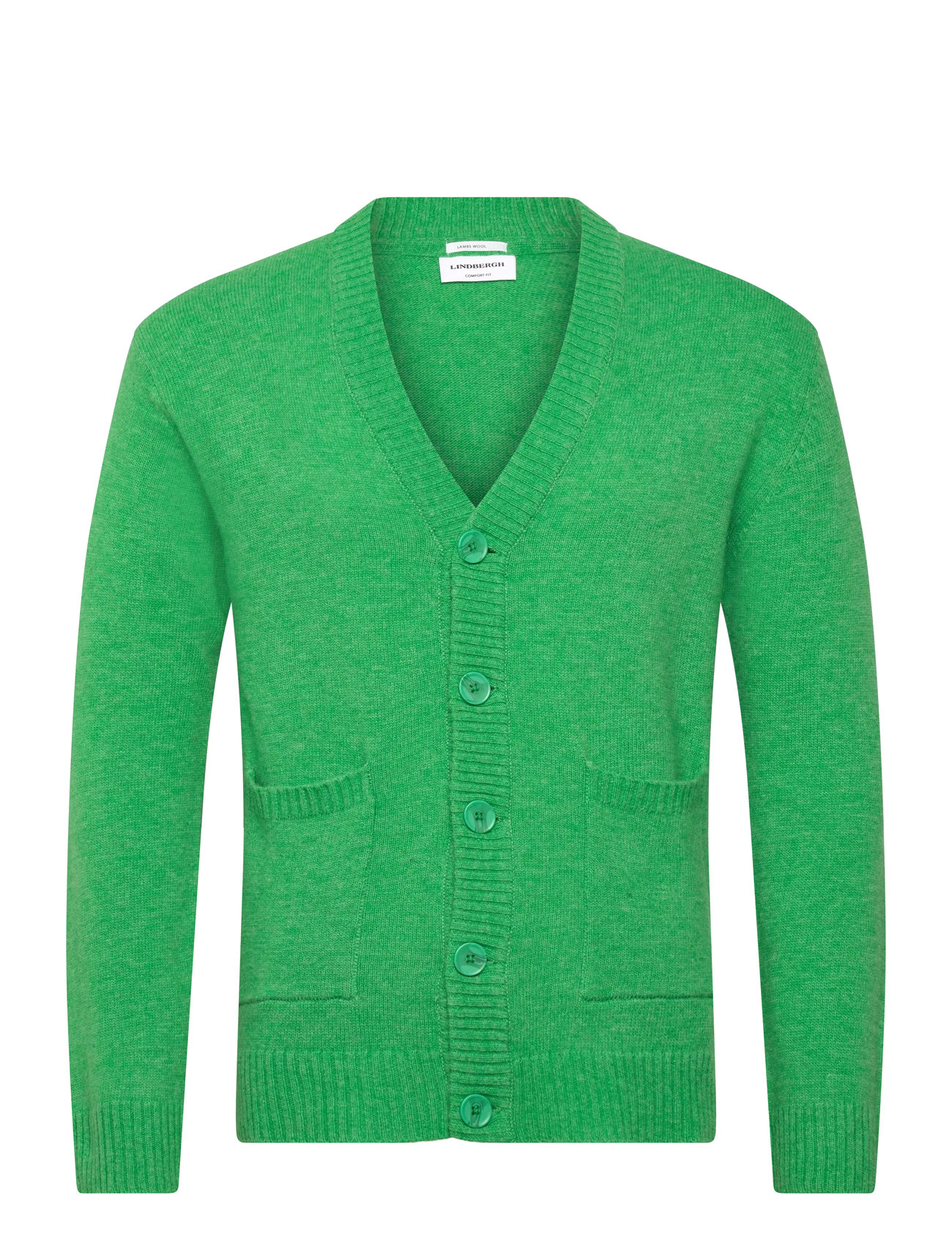Lindbergh Lambswool Button Cardigan, XXL, Green, Strik > Cardigans, Herre