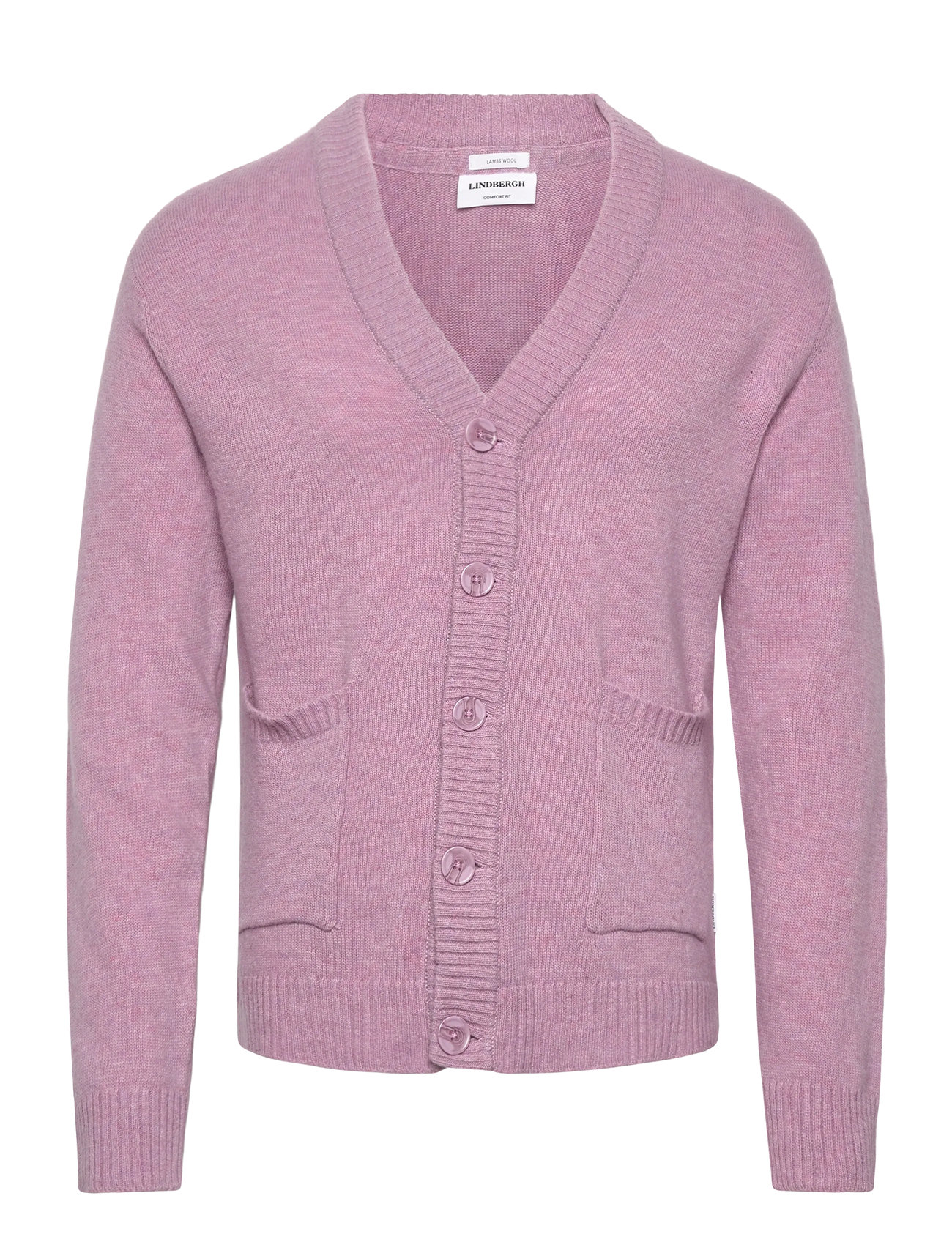 Lindbergh Lambswool Button Cardigan, M, Pink, Strik > Cardigans, Herre