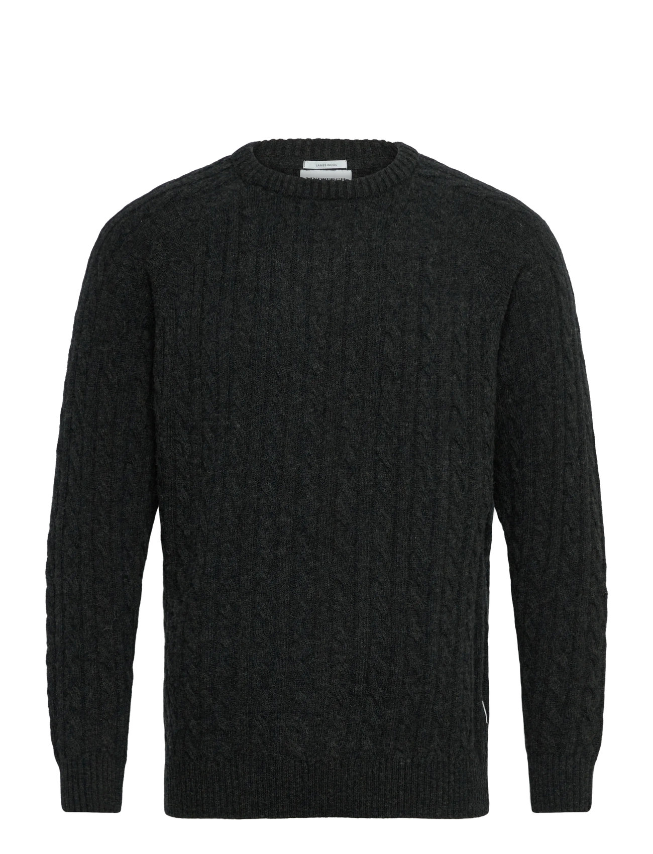 LINDBERGH Lammwolle Raglan Cable O-Neck Knit Grau - S - Herren