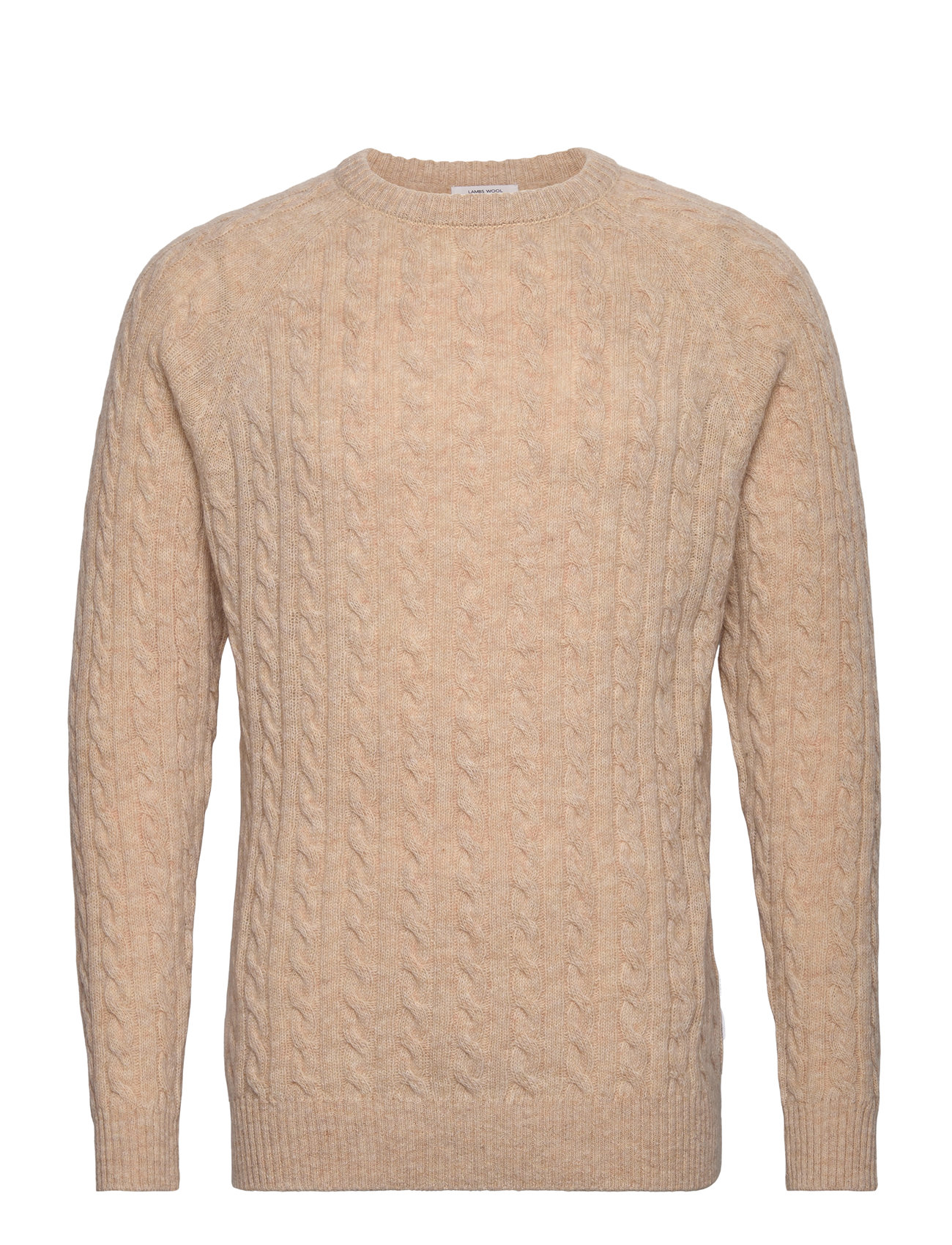 LINDBERGH Lammwolle Raglan Cable O-Neck Knit Beige - XXL - Herren