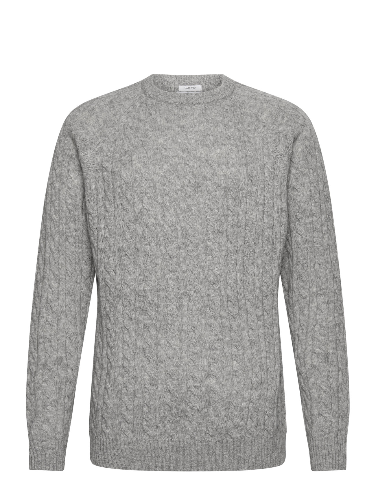 LINDBERGH Lammwolle Raglan Cable O-Neck Knit Grau - M - Herren