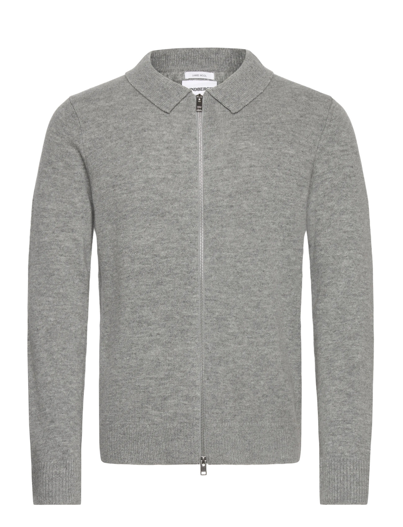 Lindbergh Lambswool L/S Cardigan With 2-Way Z, XXL, Grey, Strik > Cardigans, Herre