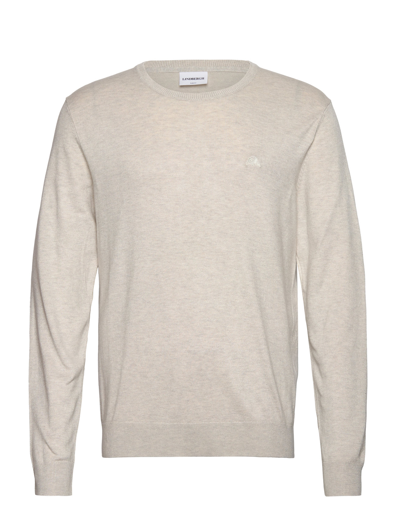 LINDBERGH Ecovero L/S O-Neck Knit Cream - M - Herren