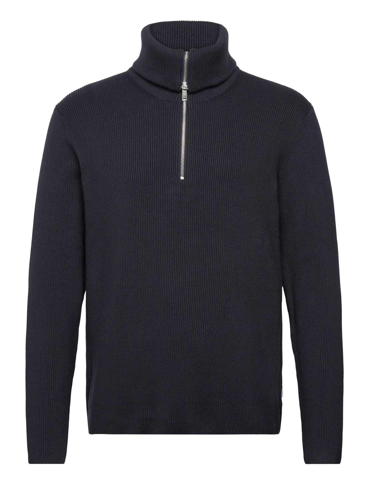 Lindbergh Half Zip Rib Knit W?. Oversized Col, S, Navy, Strik > Trøjer Med Halv Lynlås, Herre