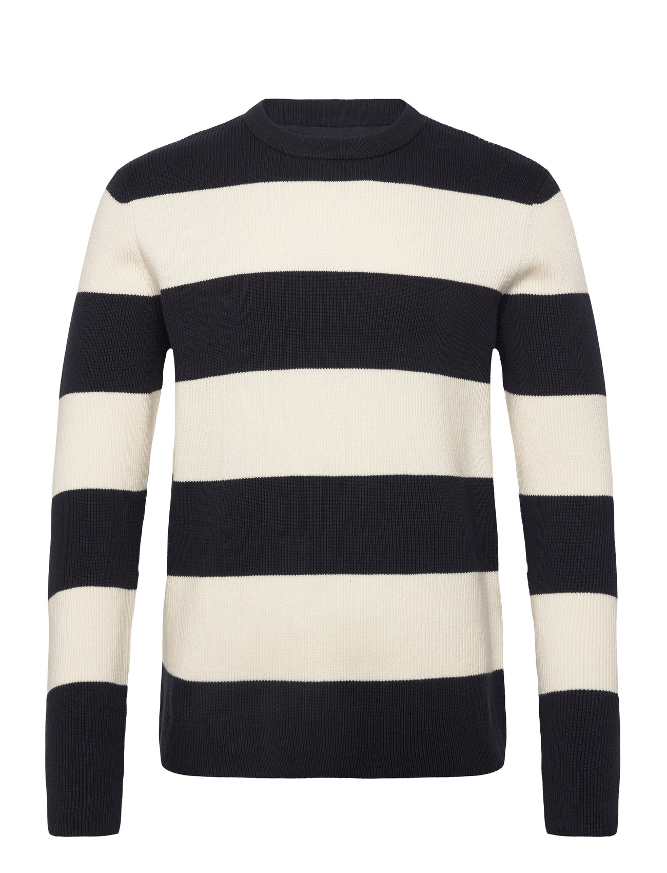 LINDBERGH Rib Strick Block Stripe O-Neck Kni Schwarz - M - Herren