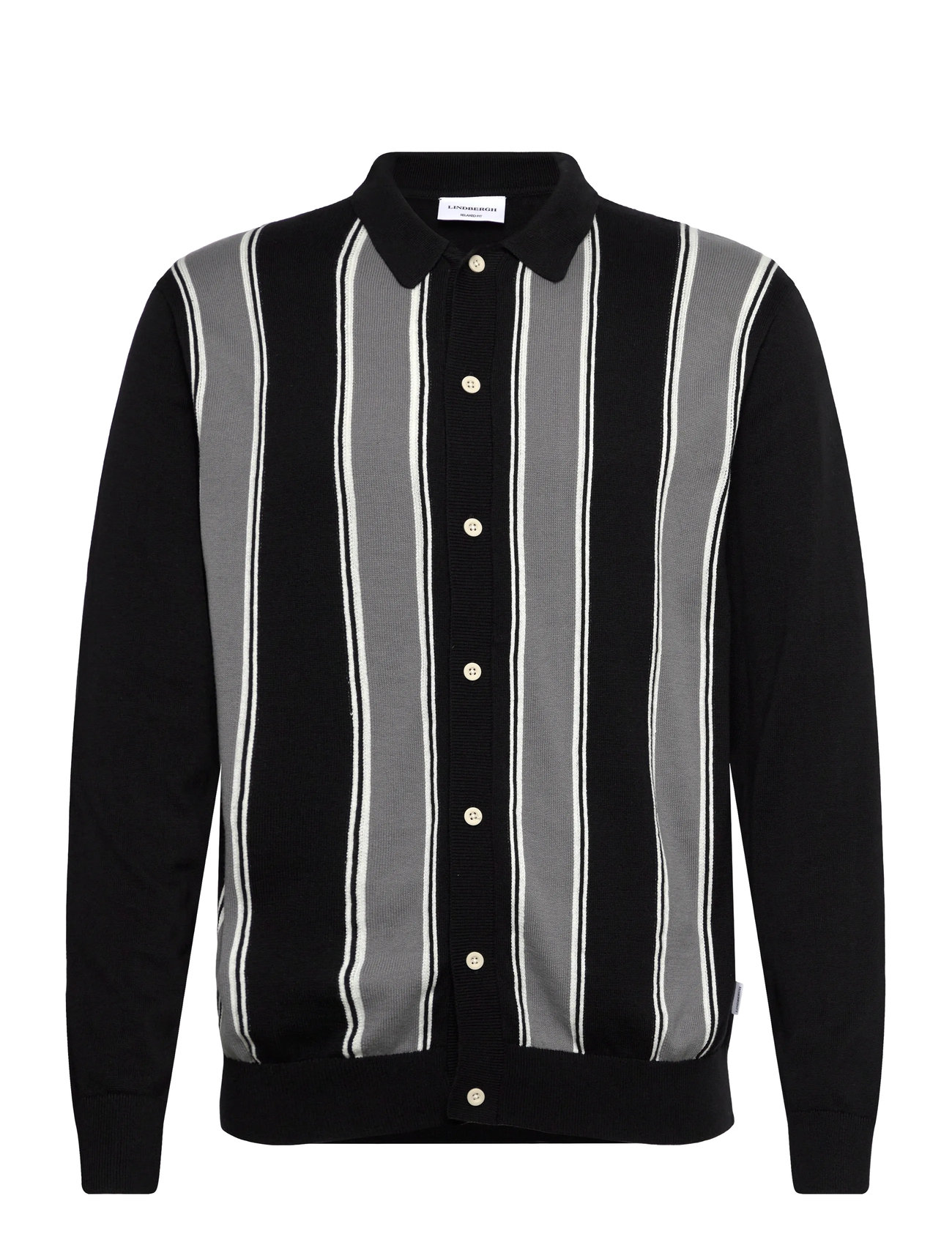 LINDBERGH ?Strick Polo Cardigan L/S Schwarz - M - Herren