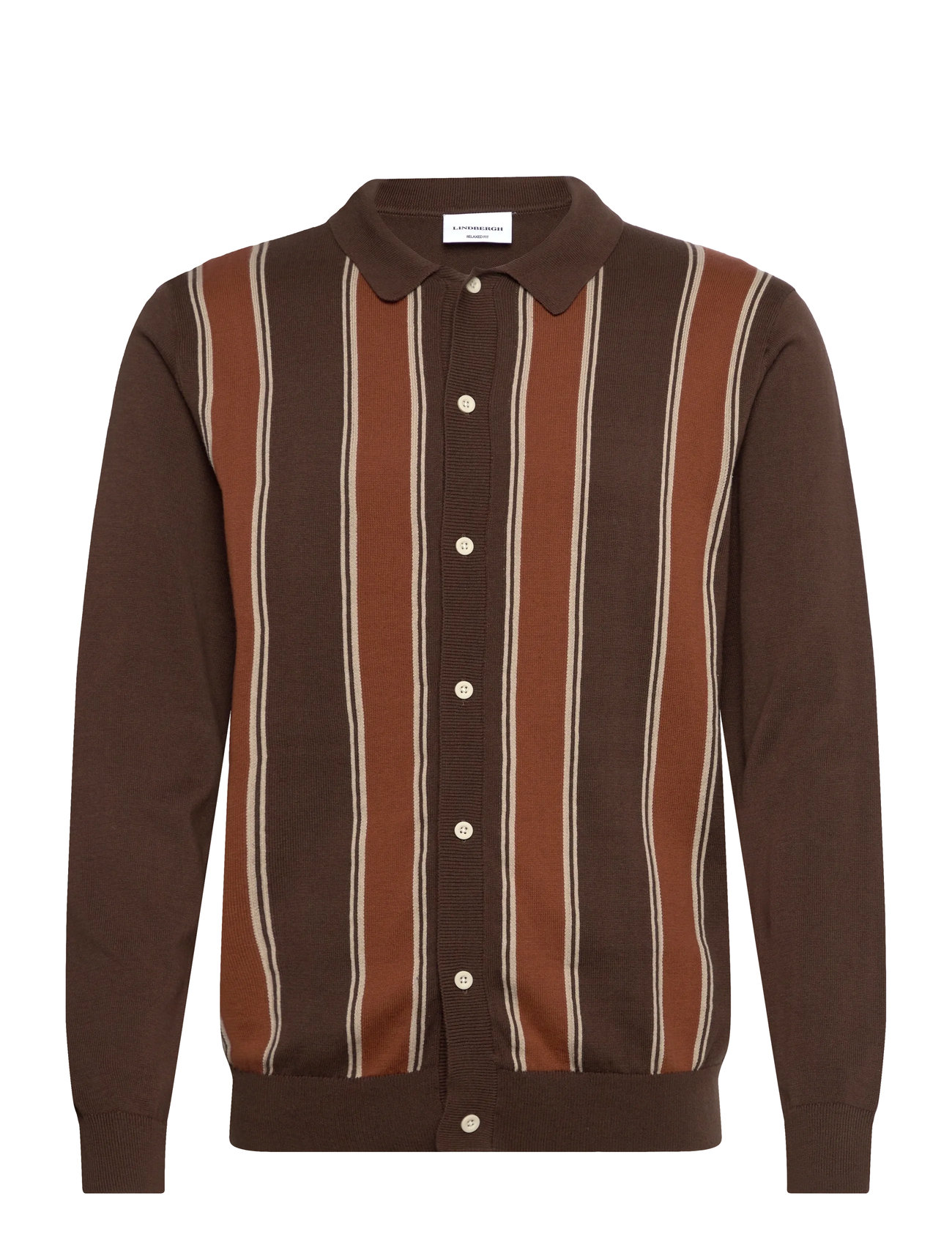 LINDBERGH ?Strick Polo Cardigan L/S Braun - L - Herren