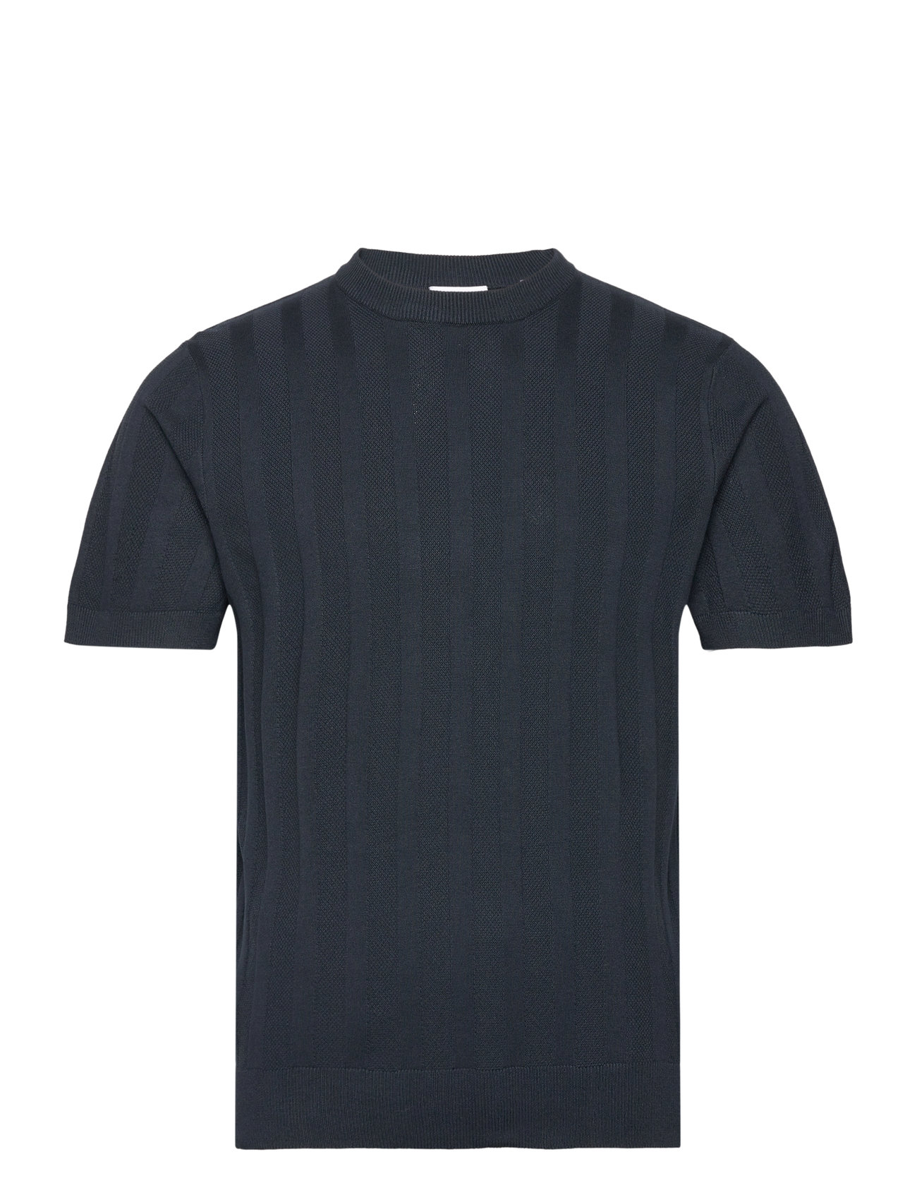 Knitted Crew Neck T-Shirt Tops T-Kortærmet Skjorte Navy Lindbergh
