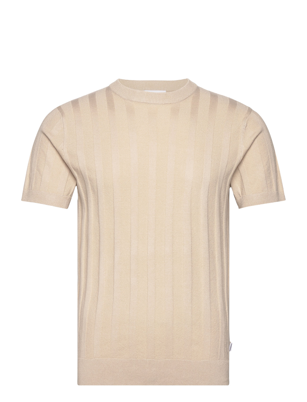 Knitted Crew Neck T-Shirt Tops T-Kortærmet Skjorte Cream Lindbergh