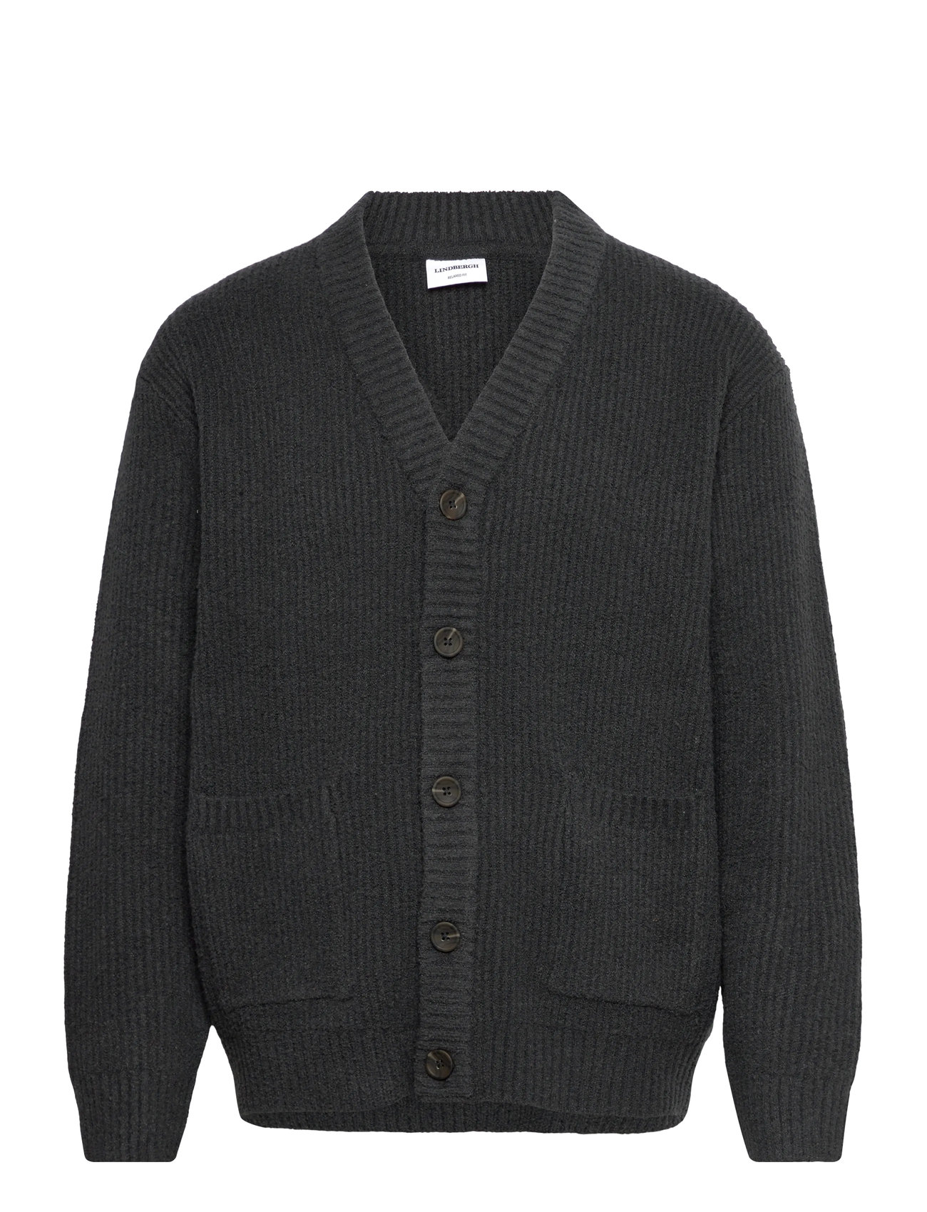 Lindbergh Heavy Lambswool Look Cardigan, XL, Grey, Strik > Cardigans, Herre