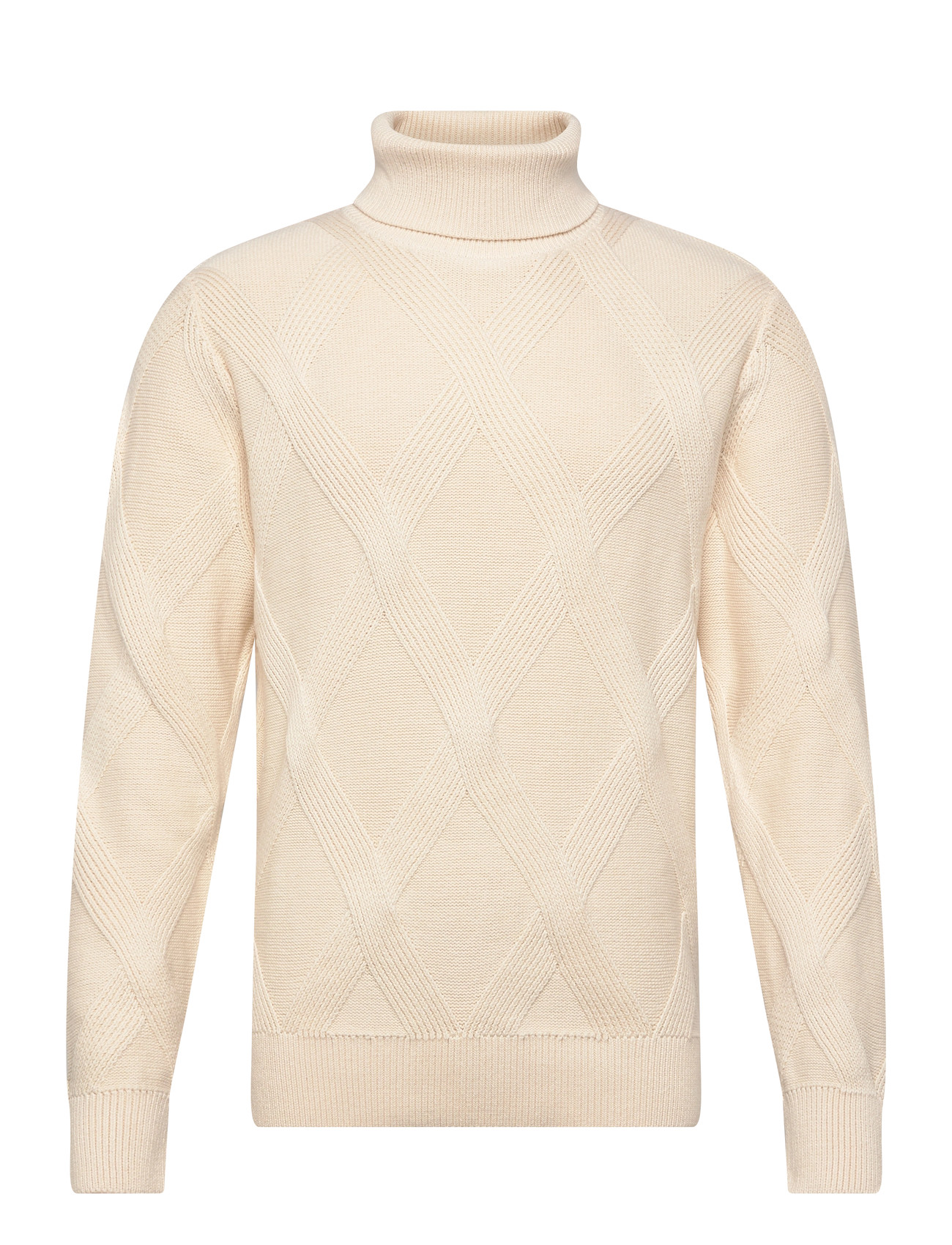 LINDBERGH Rolled Neck Structure Knit Cream - S - Herren
