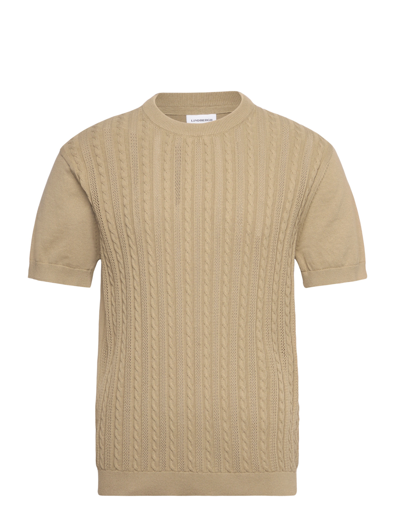 LINDBERGH Strick S/S O-Neck Tee Khaki - S - Herren