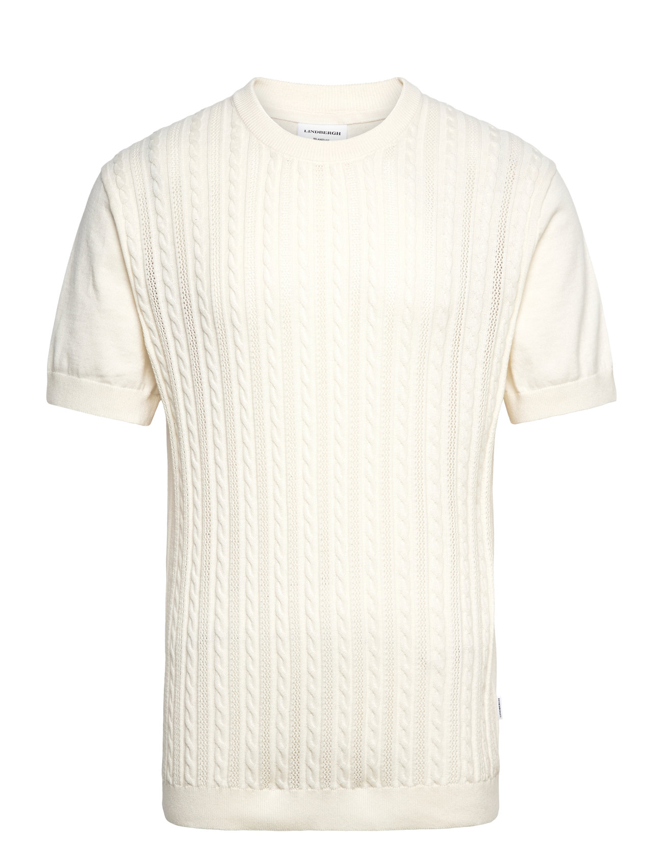 LINDBERGH Strick S/S O-Neck Tee Cream - L - Herren