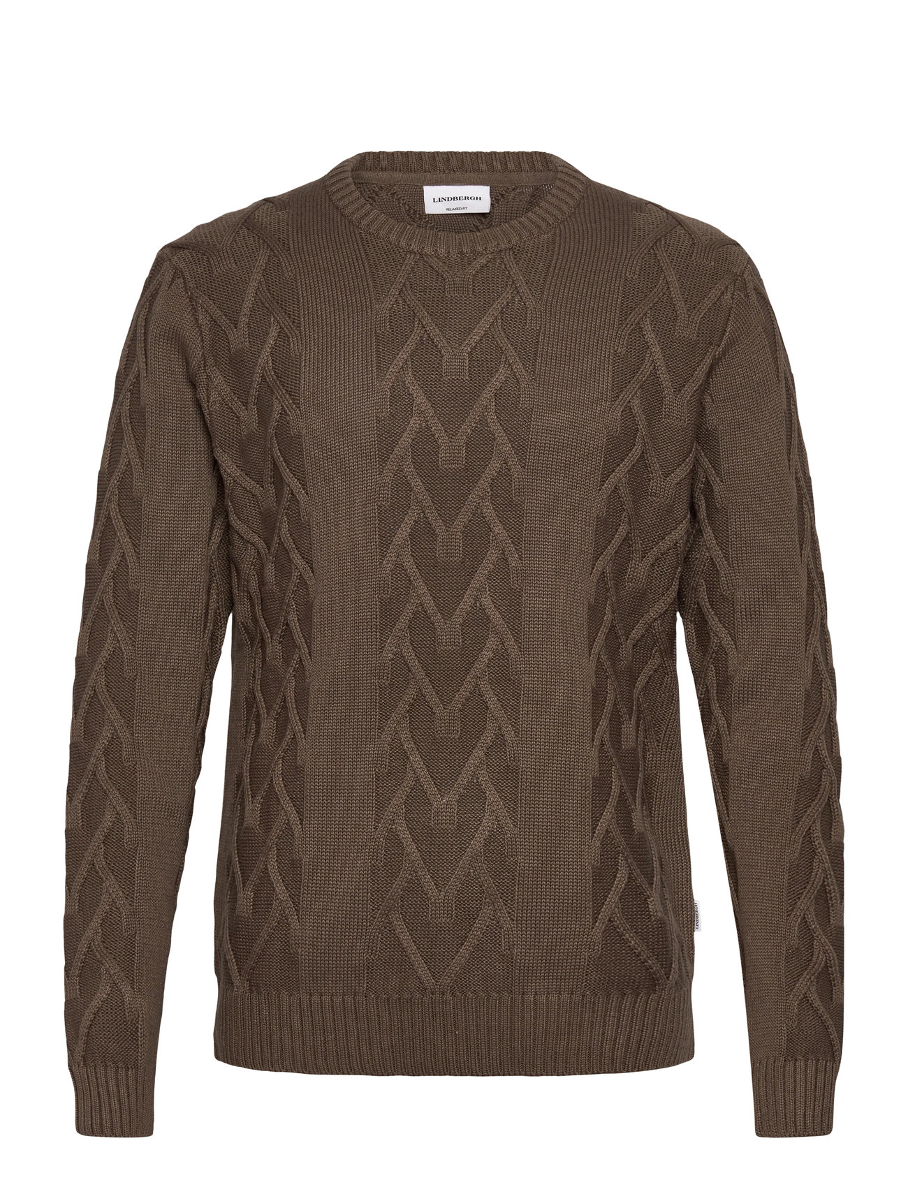 LINDBERGH Cable O-Neck Knit Braun - L - Herren
