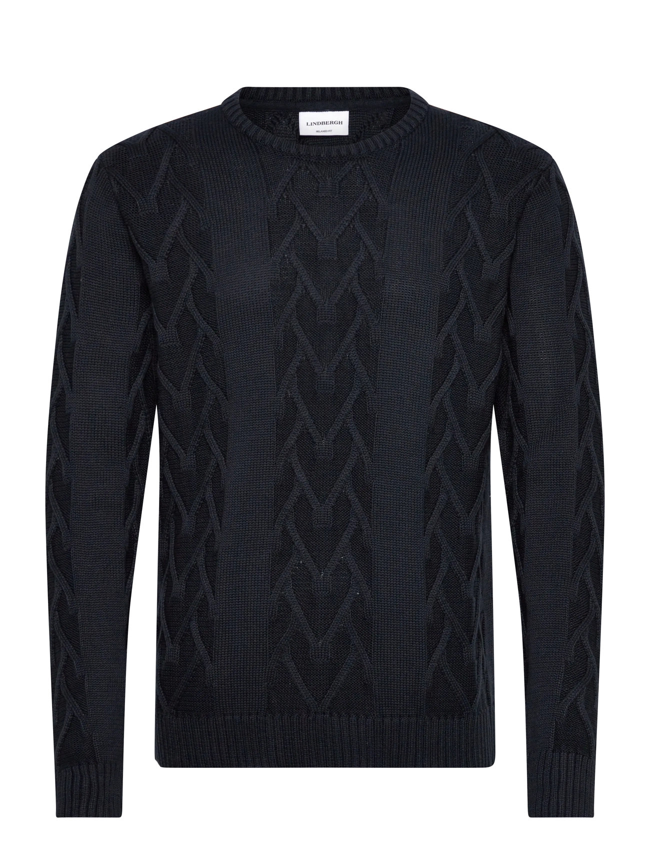 LINDBERGH Cable O-Neck Knit Navy - M - Herren