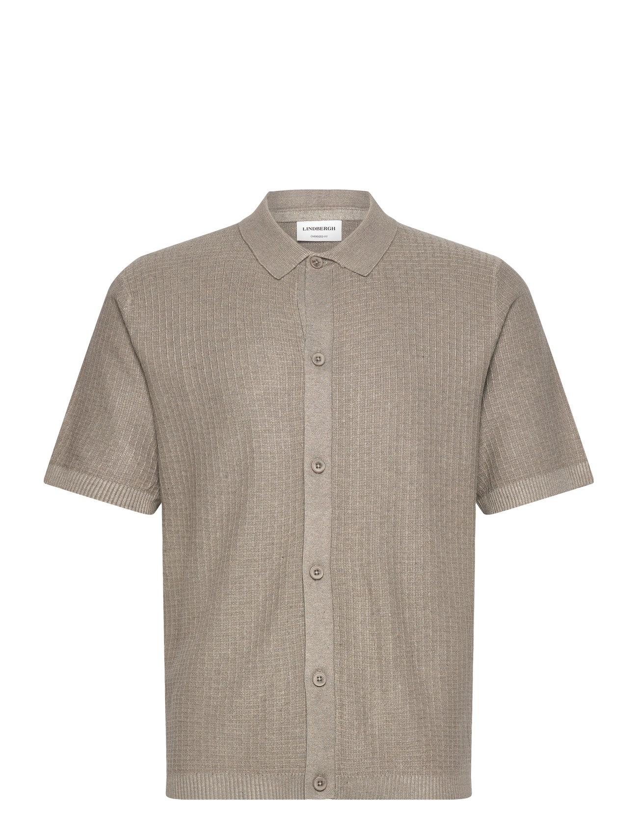 LINDBERGH Strick S/S Polo Cardigan Beige - S - Herren