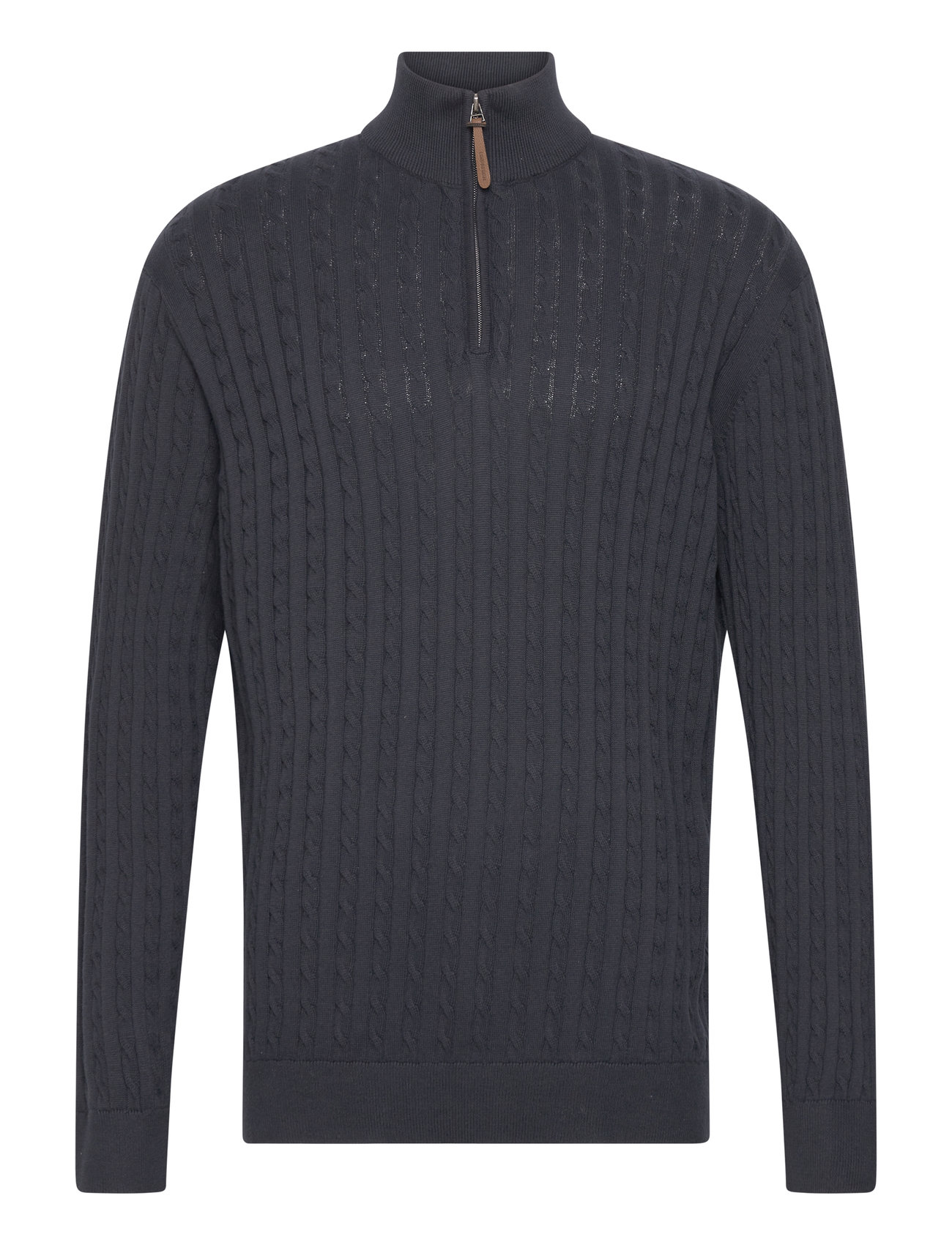 1/2 Zip Cable Knit Tops Knitwear Half Zip Jumpers Navy Lindbergh