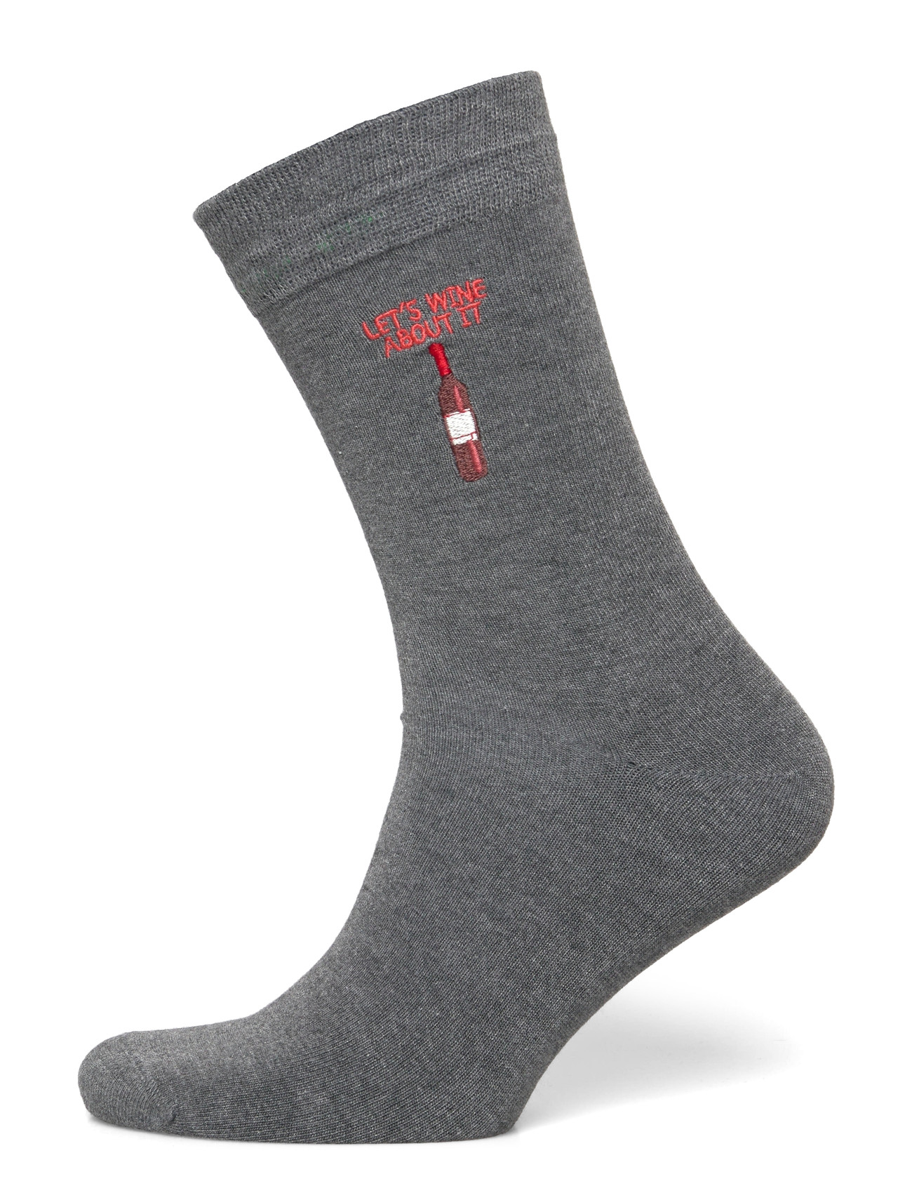 Lindbergh Embroidery Bamboo Sock, 40-47, Grey, Sokker > Almindelige Sokker, Herre