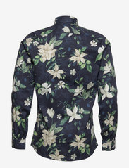 Lindbergh - AOP flower superflex shirt L/S - casual overhemden - navy - 2