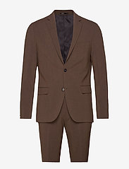 Plain mens suit - BROWN MEL