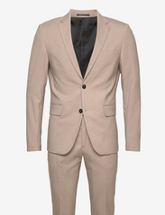 Plain mens suit - LT SAND MEL