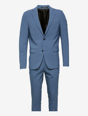 Plain mens suit - STEEL BLUE MEL