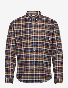 Herringbone check shirt L/S - ternede skjorter - burgundy