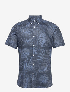 AOP linen blend shirt S/S - linnen overhemden - blue