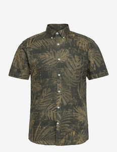 AOP linen blend shirt S/S - linnen overhemden - khaki