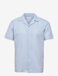 Casual linen blend resort S/S - basic-hemden - light blue