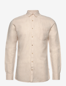 Cotton/linen shirt L/S - peruskauluspaidat - sand